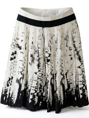 Veronika Maine Abstract Brushstroke Pleated Skirt Sz 8 A-line Flowy Lightweight